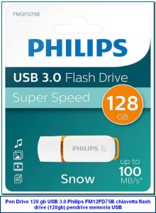 Pen Drive 128 gb USB 3.0 Philips FM12FD75B chiavetta flash drive (128gb) pendrive memoria USB