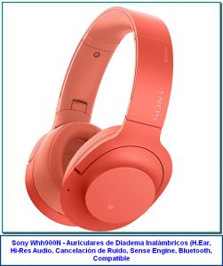 Sony Whh900N - Auriculares de Diadema Inalámbricos (H.Ear, Hi-Res Audio, Cancelación de Ruido, Sense Engine, Bluetooth, Compatible