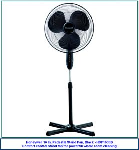 Honeywell 16 In. Pedestal Stand Fan, Black - HSF1630B Comfort control stand fan for powerful whole room cleaning